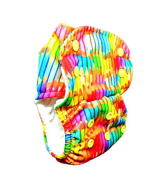 Colourful Art Pro AIO Cloth Diaper (with 2 organic inserts and power booster) - Tinycubs - 