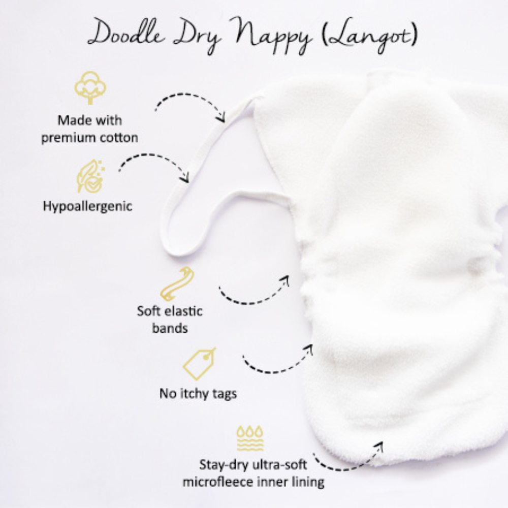 Crowns - Doodle Dry Nappies (Set of 2) - Tinycubs - 