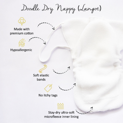 Crowns - Doodle Dry Nappies (Set of 2) - Tinycubs - 