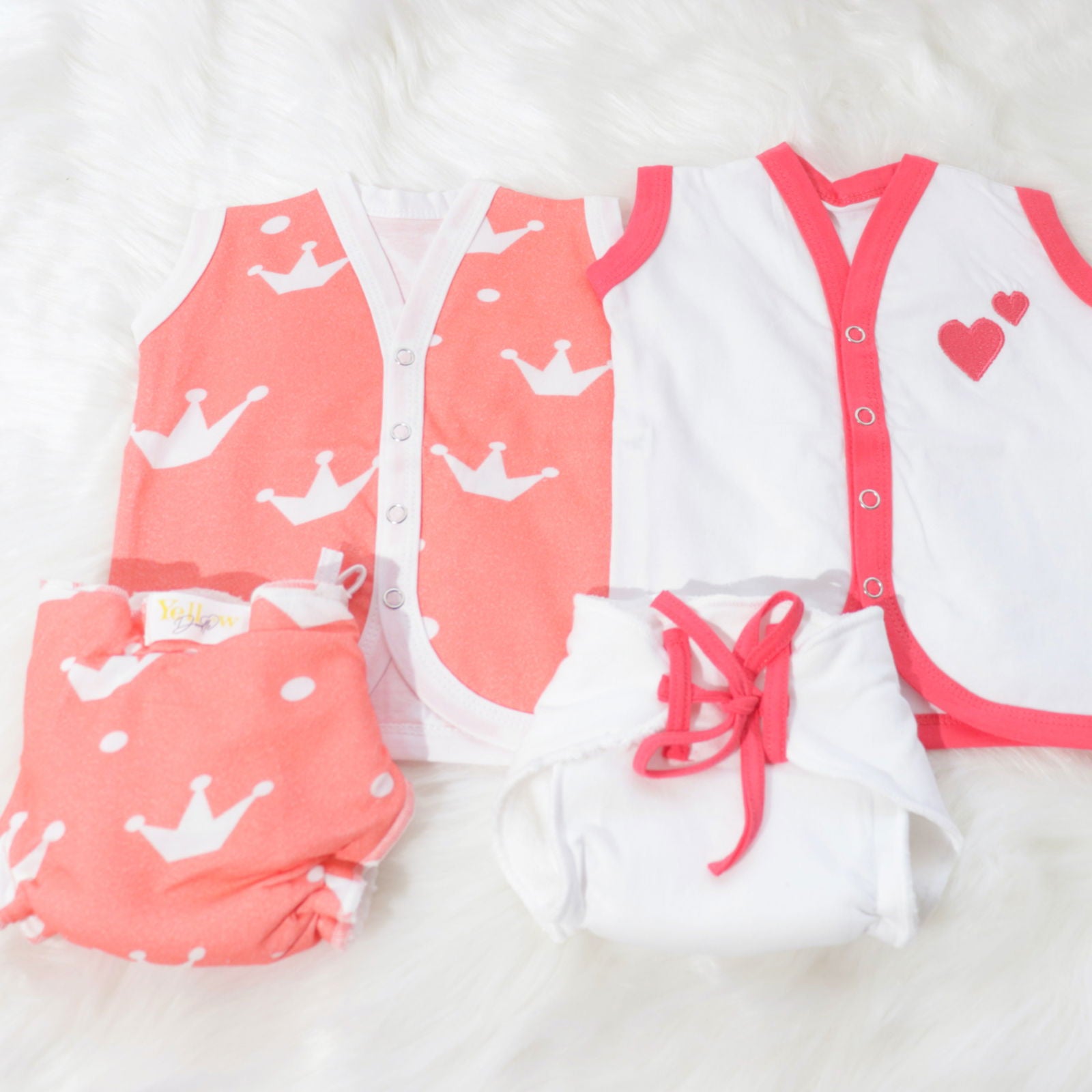 Crowns - Everyday Essentials Nappy & Vest (Set of 4) - Tinycubs - 