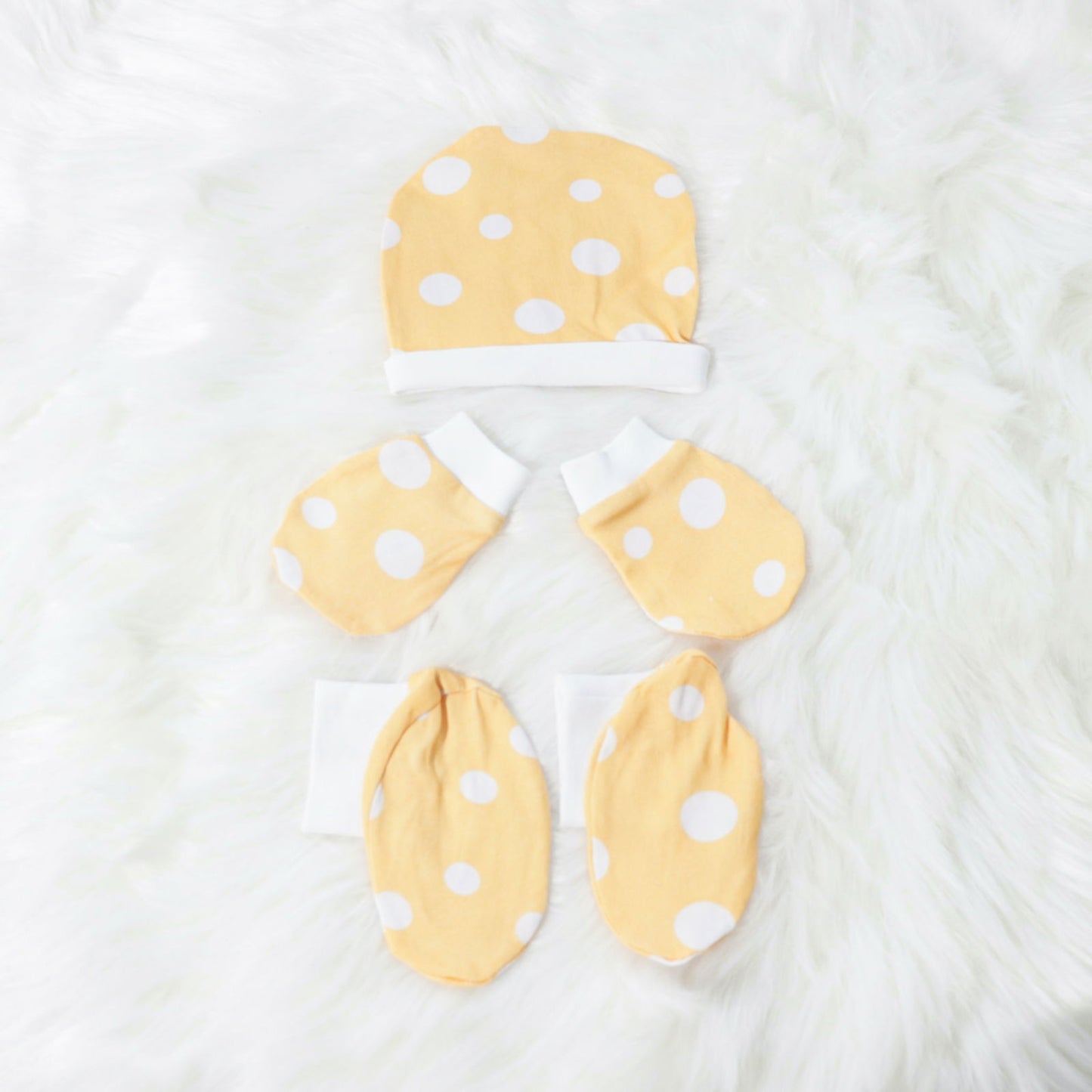 Cute Polka - Cotton Cap, Mittens & Booties Set - Tinycubs - 