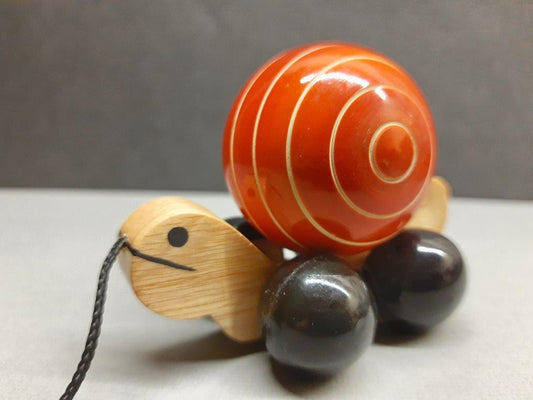 Cutie Turtle - Handcrafted Wooden pull along toy - Tinycubs - 
