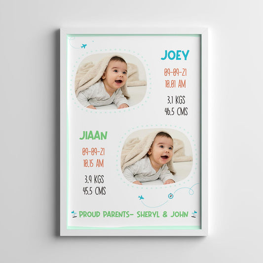 DOODLE'S BIRTH STATISTICS FRAME - LIL TRAVELLERS - Tinycubs - 