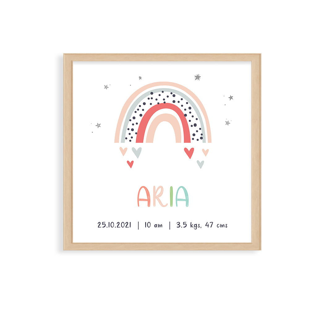 DOODLE'S BIRTH STATISTICS FRAME - MAGICAL RAINBOWS - Tinycubs - 