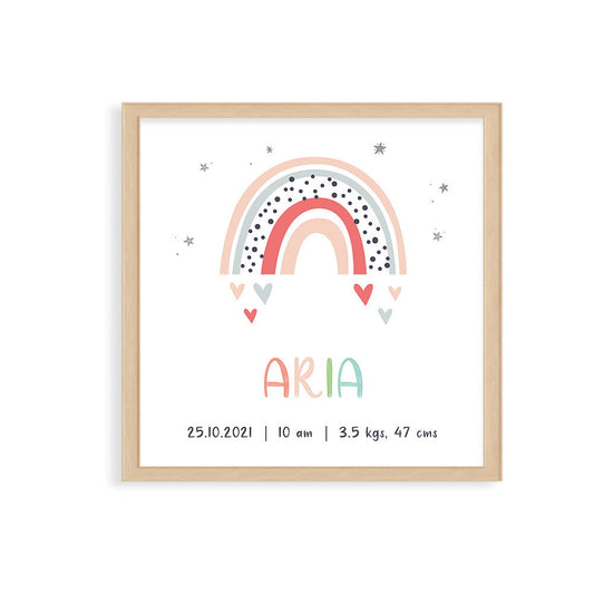 DOODLE'S BIRTH STATISTICS FRAME - MAGICAL RAINBOWS - Tinycubs - 