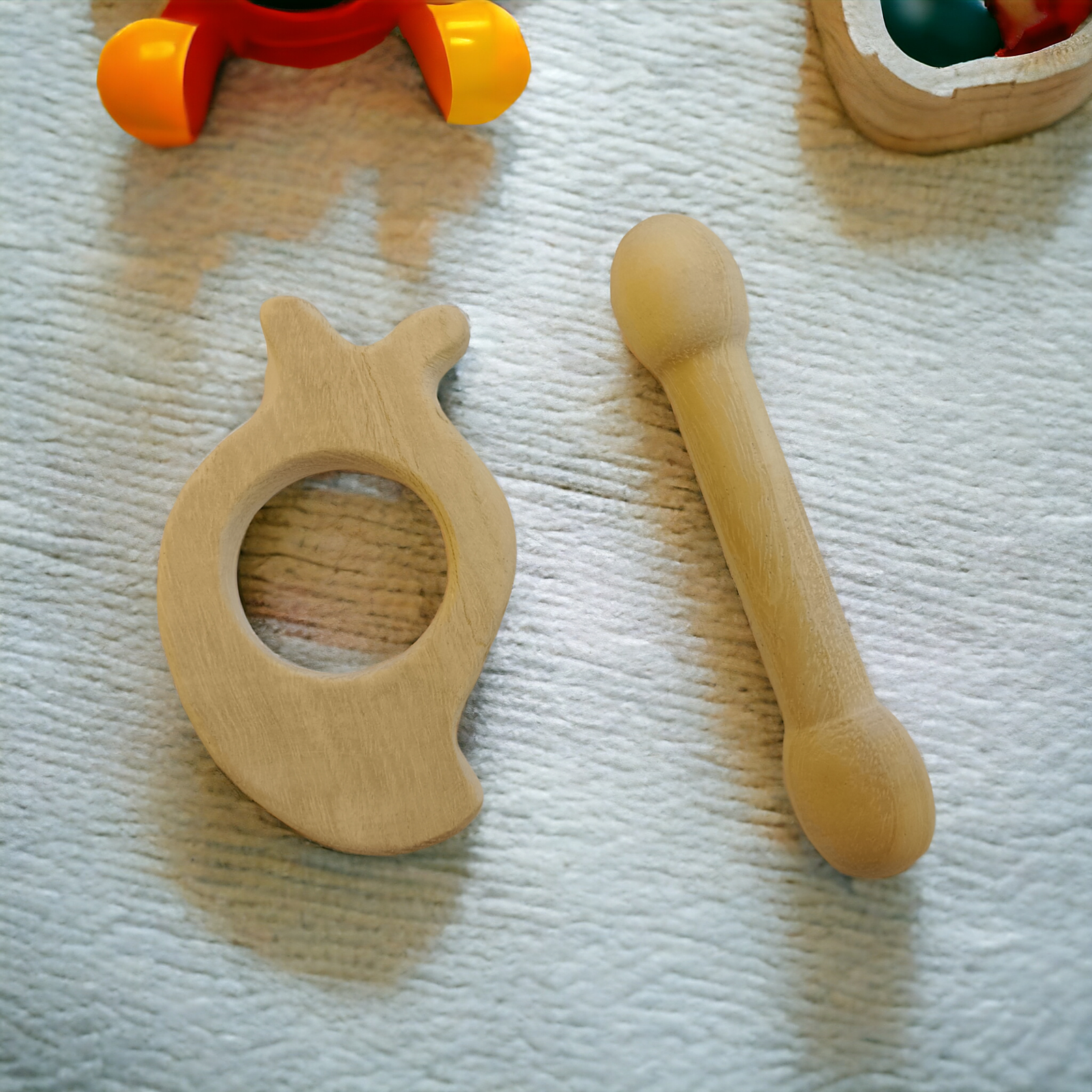 Delicious Teethers - Mango & Dumbbell Shapes - From Premium Neem Wood - Tinycubs - 