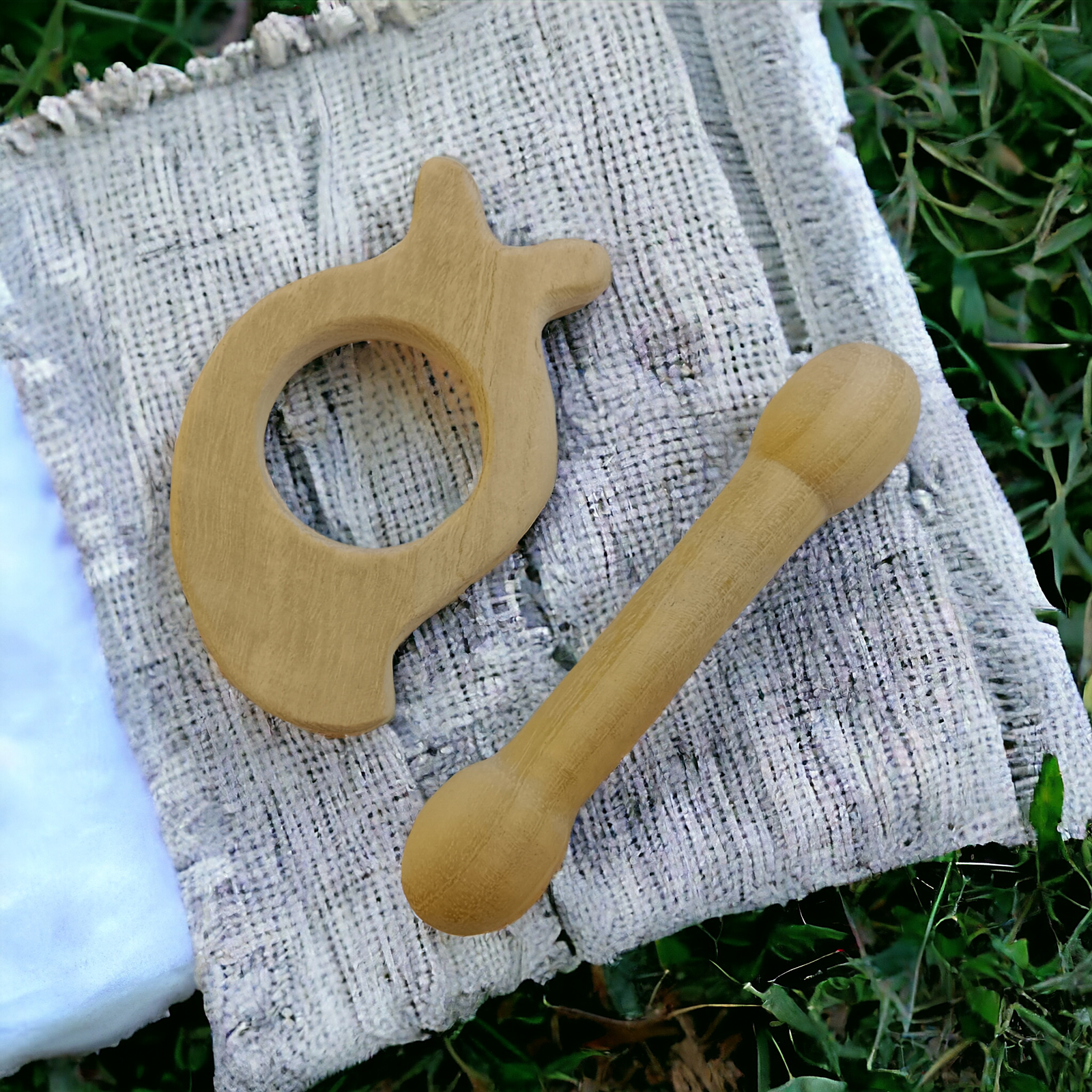 Delicious Teethers - Mango & Dumbbell Shapes - From Premium Neem Wood - Tinycubs - 