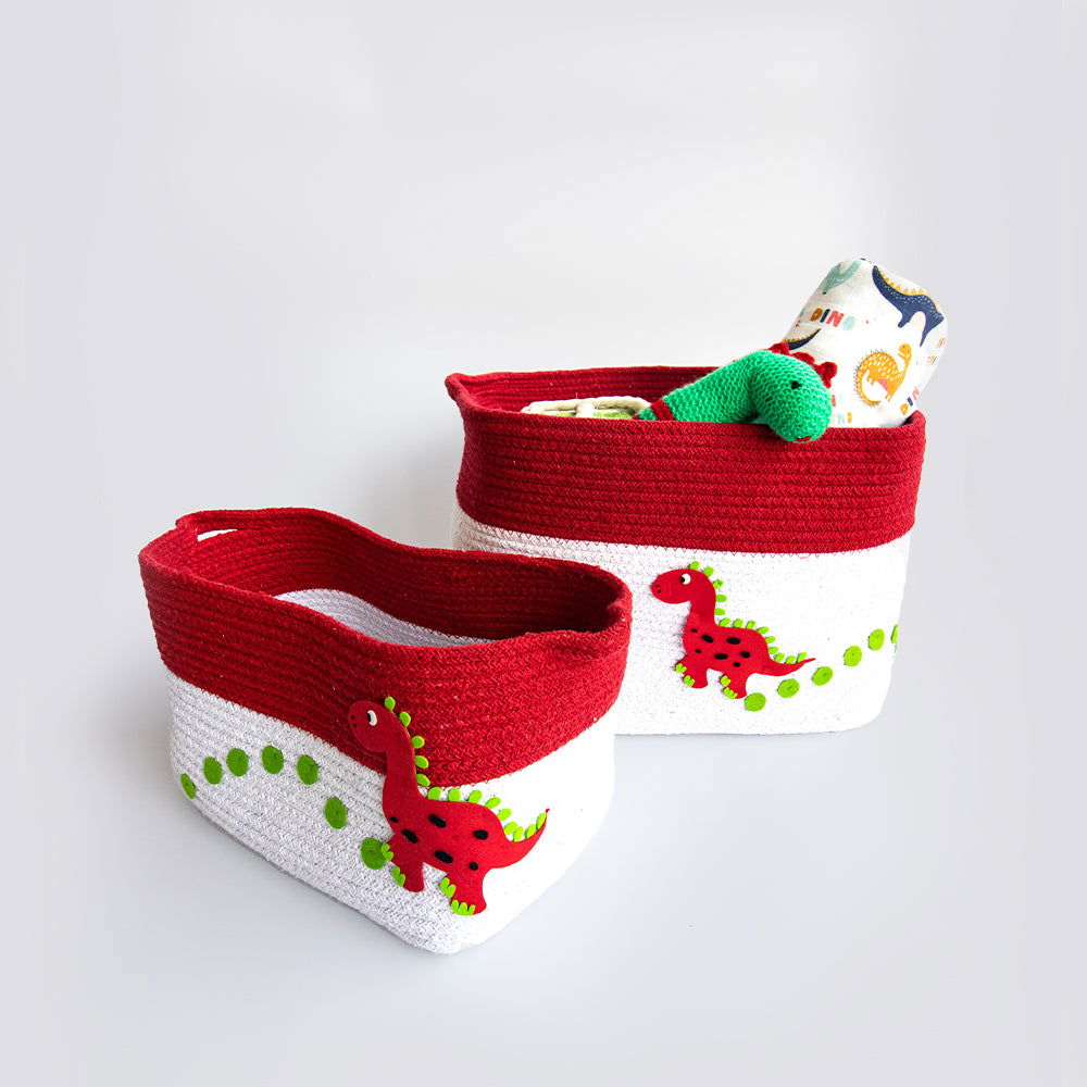 Dino Friend- Cotton Rope Baskets (Set Of 2) - Tinycubs - 