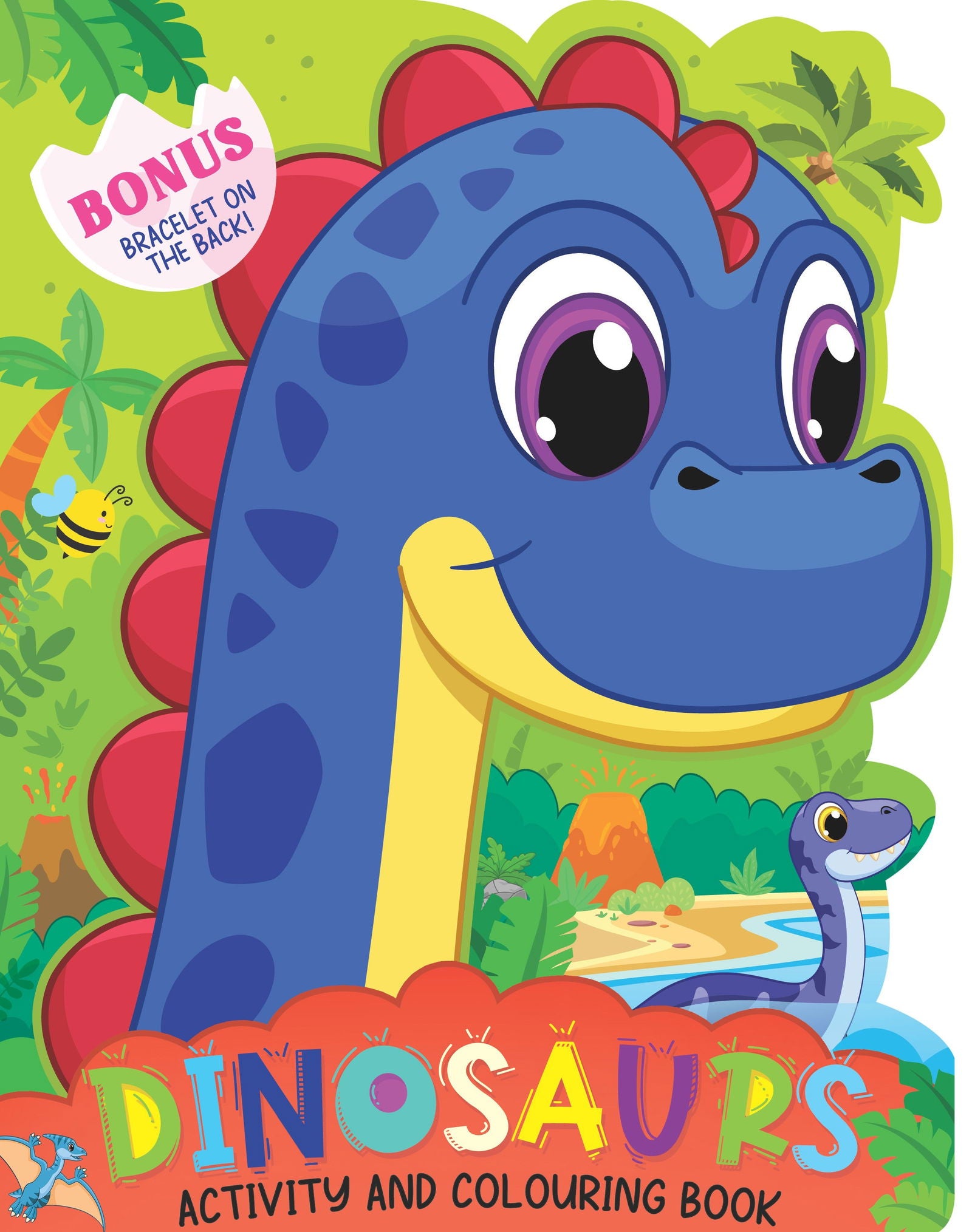 Dinosaur Activity and Colouring Book - Die Cut Animal Shaped Book - Tinycubs - 