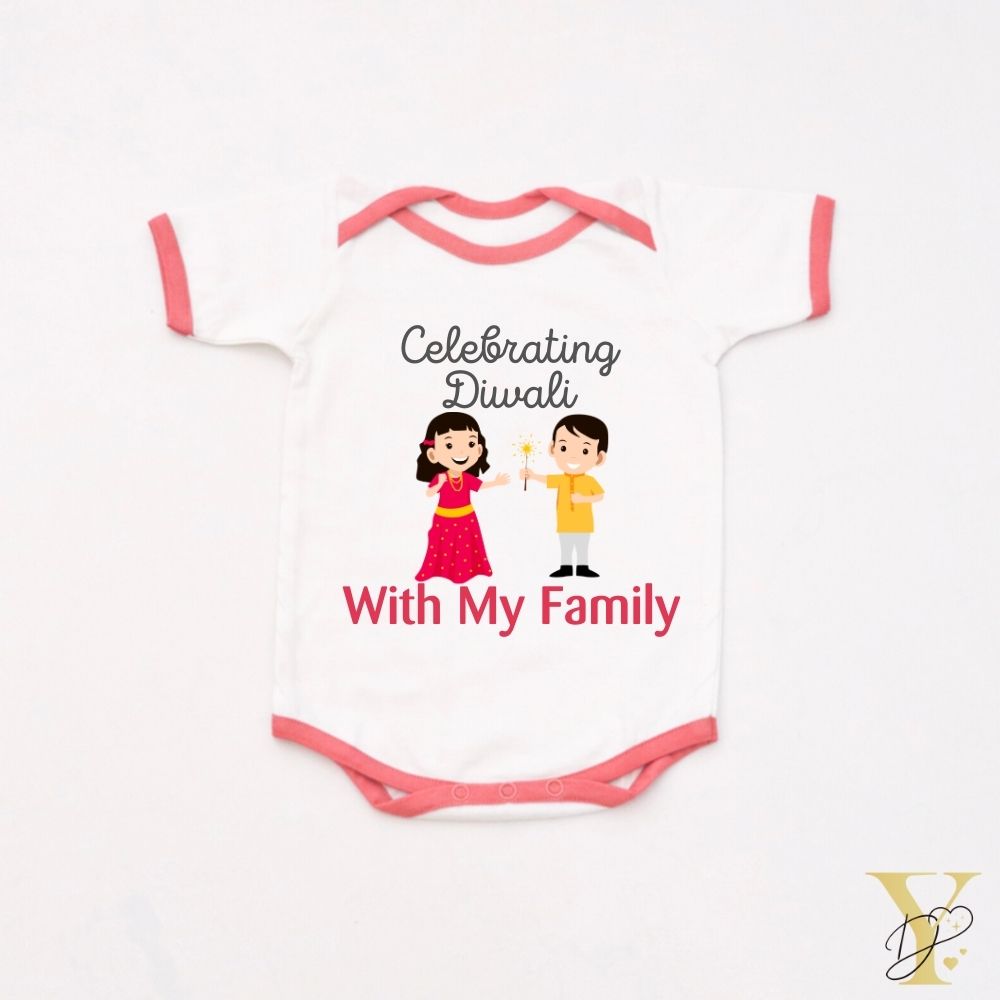 Diwali With Family Personalised Bodysuit (red love) - Tinycubs - 