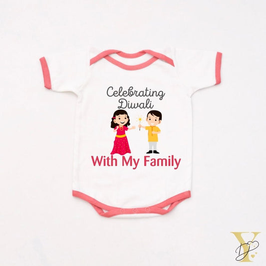 Diwali With Family Personalised Bodysuit (red love) - Tinycubs - 