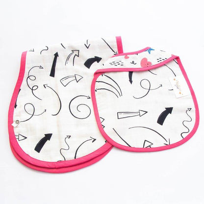 Doodle Arrows - Reversible Bib & Burpy Cloth Set - Tinycubs - 