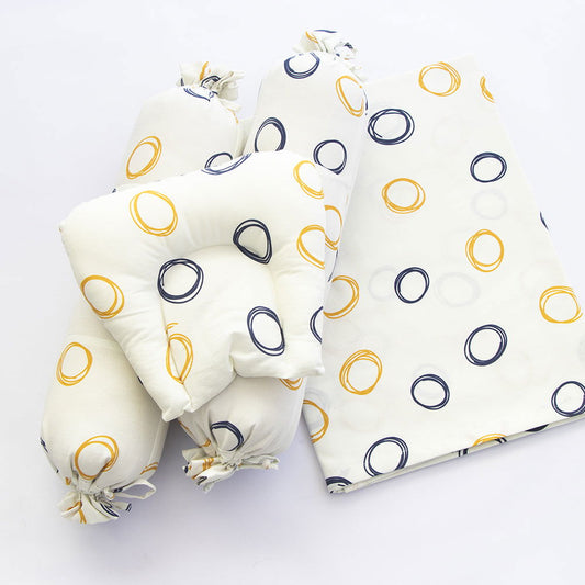 Doodle Circles - Cot Bedsheet Set (Fitted) - Tinycubs - 