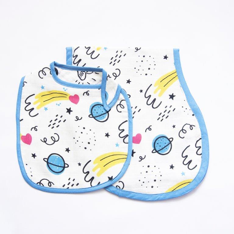 Doodle Hearts - Reversible Bib & Burpy Cloth Set - Tinycubs - 
