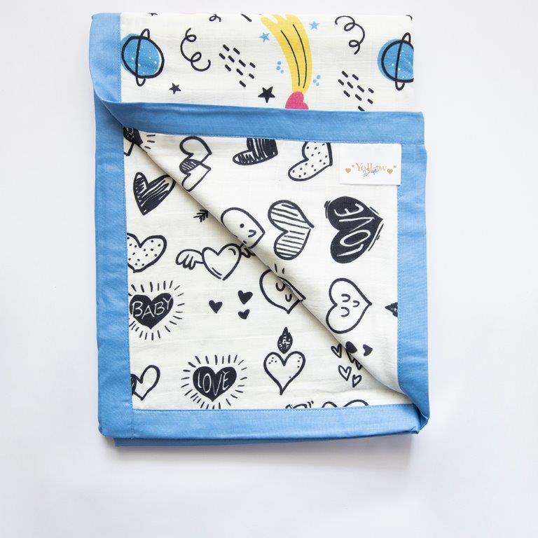 Doodle Hearts - Reversible Muslin Blanket - Tinycubs - 