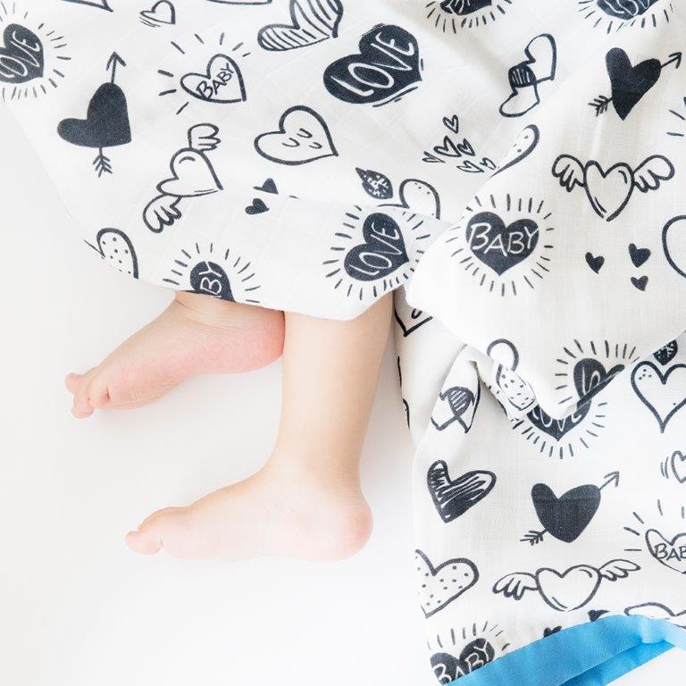 Doodle Hearts - Reversible Muslin Blanket - Tinycubs - 