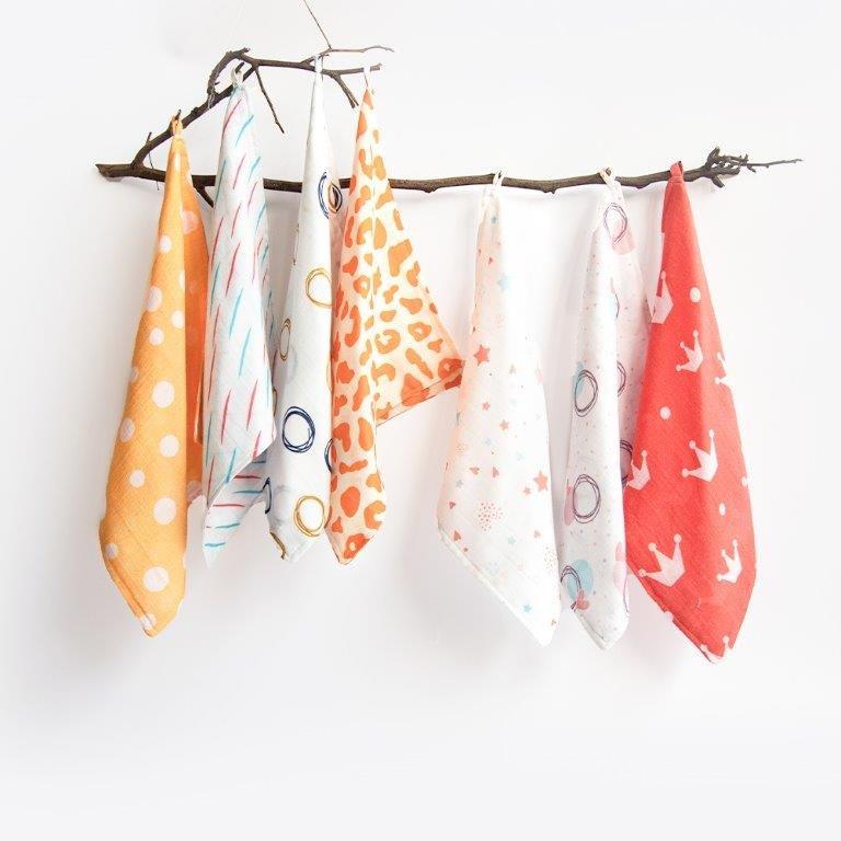 Doodle Love - Organic Muslin Wipes (Set Of 7) - Tinycubs - 