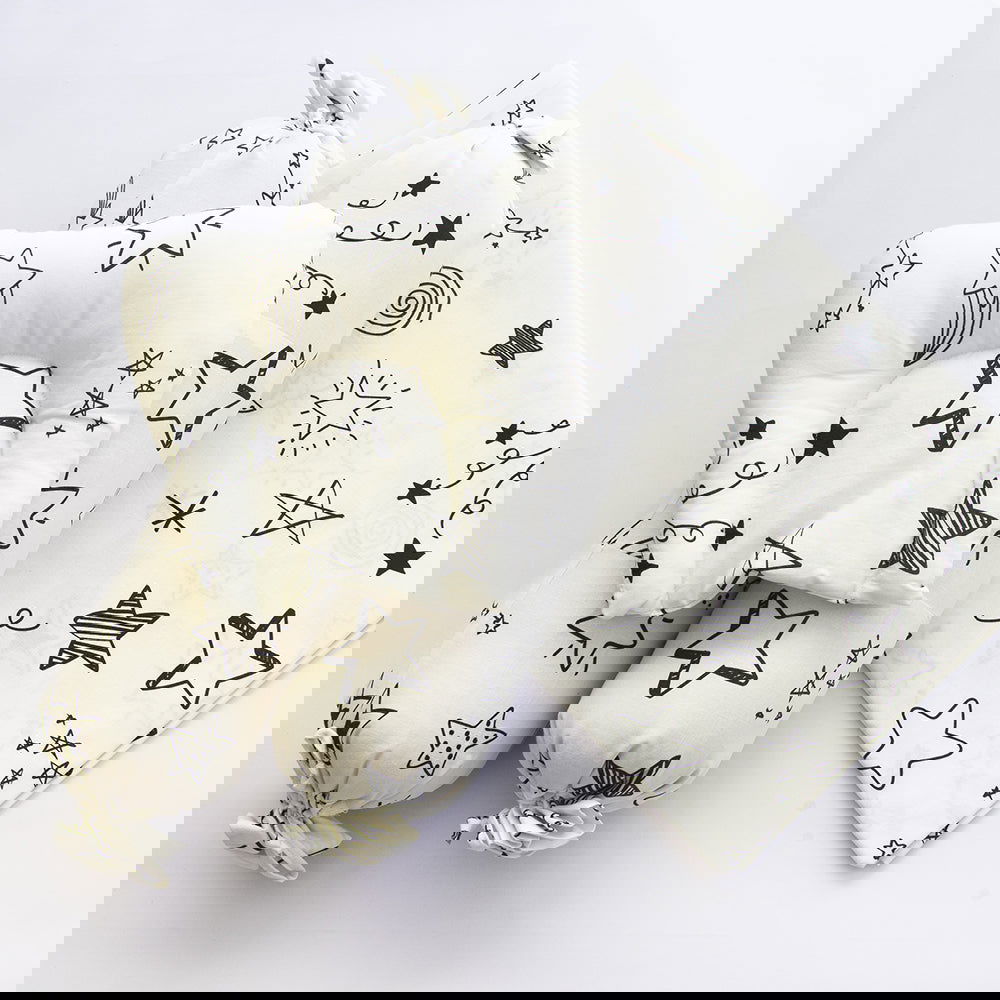 Doodle Stars (White) - Cot Bedsheet Set - Tinycubs - 