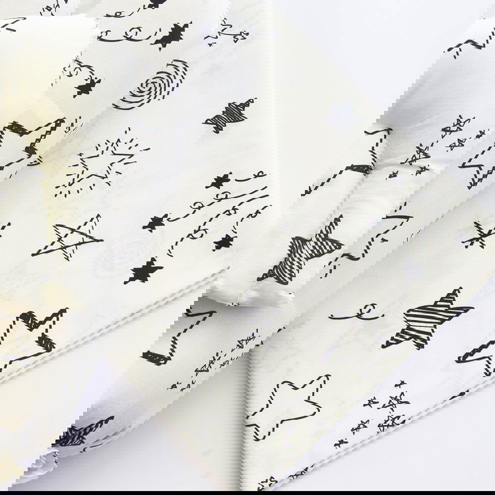 Doodle Stars (White) - Cot Bedsheet Set - Tinycubs - 
