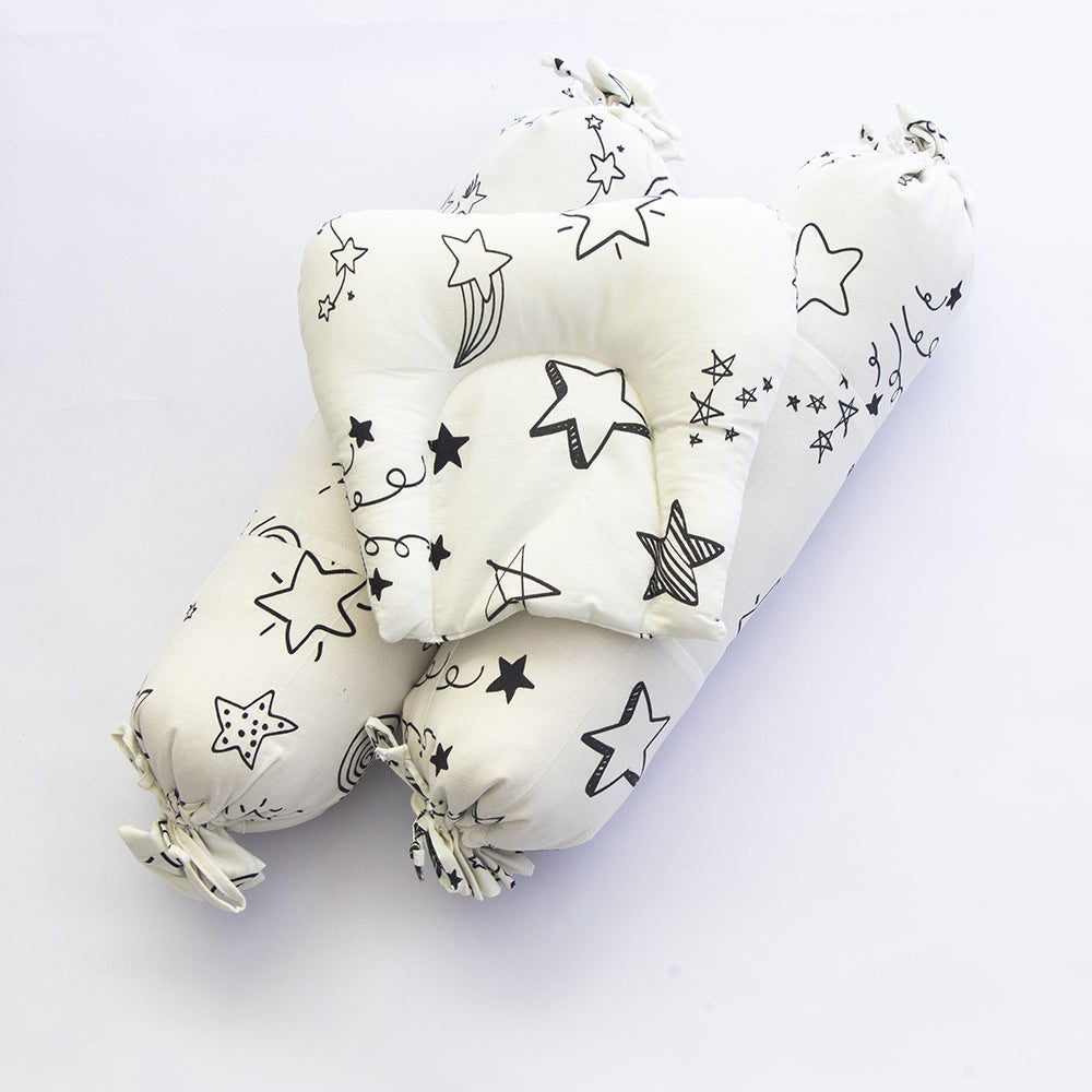Doodle Stars (White) - Cot Bedsheet Set - Tinycubs - 