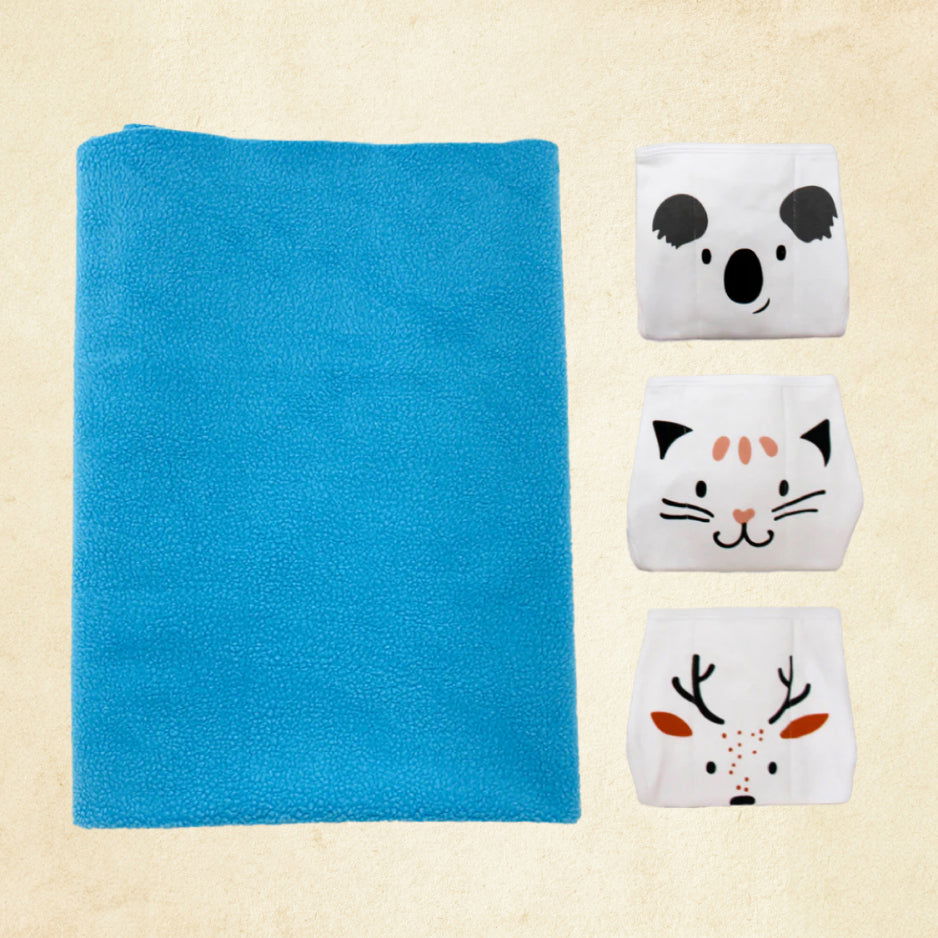 Dry Mat and Nappies Combo Pack of 4 - Blue - Tinycubs - 