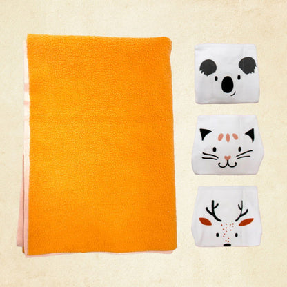Dry Mat and Nappies Combo Pack of 4 - Orange - Tinycubs - 