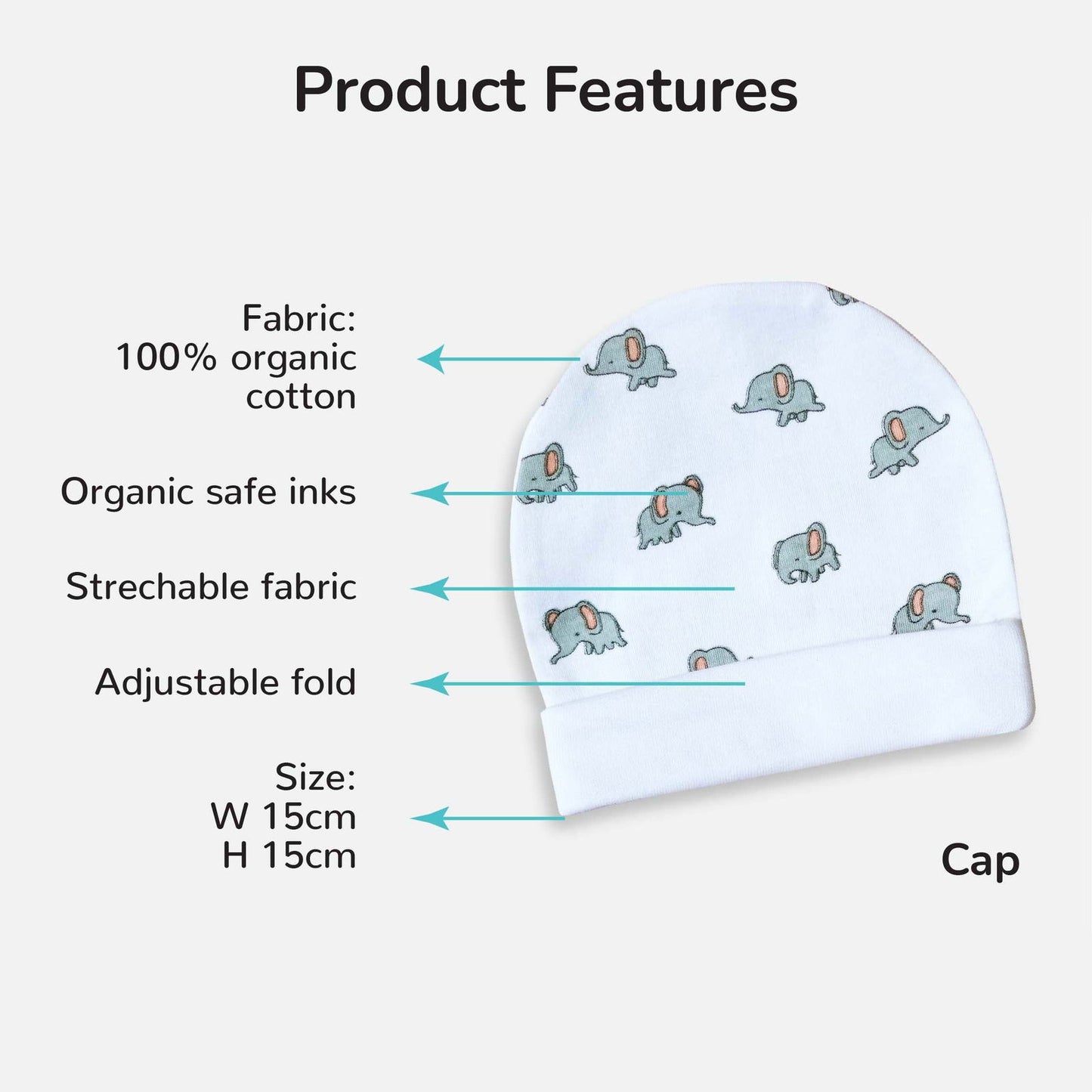 Elefantastic Set(Cap, Booties, & Mittens) - Tinycubs - 