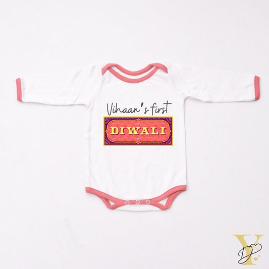 First Diwali Personalised Bodysuit - full sleeves (red love) - Tinycubs - 