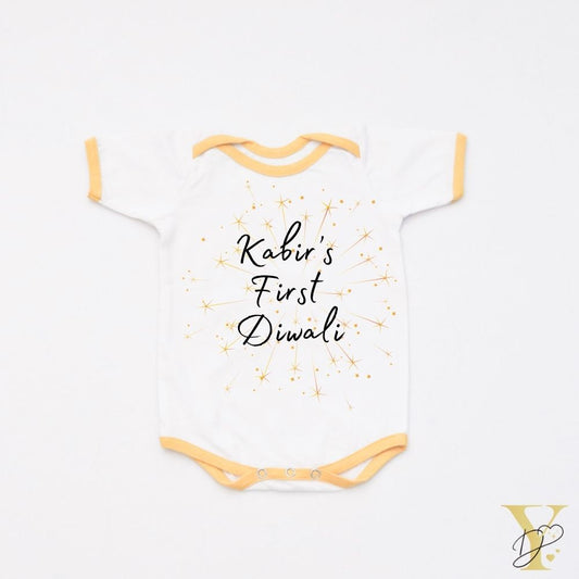 First Diwali Personalised Bodysuit (yellow love) - Tinycubs - 