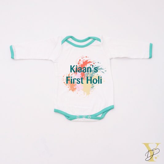 First Holi Bodysuit - green love (full sleeves) - Tinycubs - 