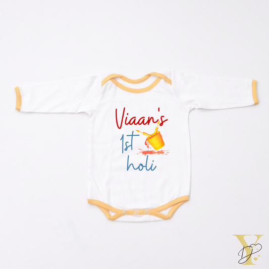 First Holi Bodysuit - yellow love (full sleeves) - Tinycubs - 