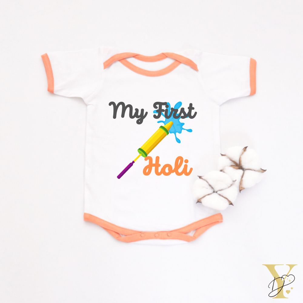 First Holi Bodysuit (orange love) - Tinycubs - 