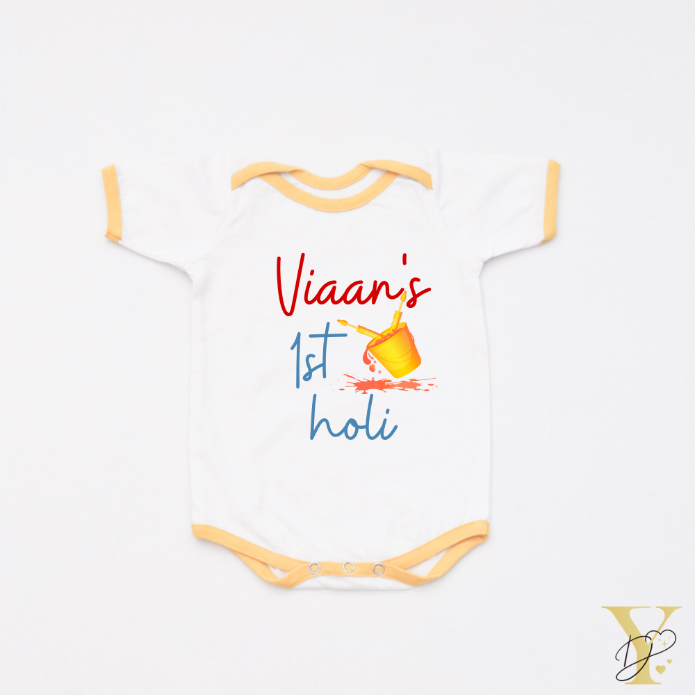 First Holi Bodysuit (yellow love) - Tinycubs - 