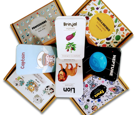 First flashcards combo pack - animals, fruits & vegetables, professions & space flashcards) - Tinycubs - 