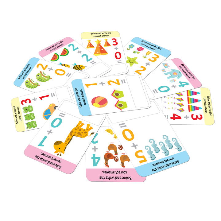 Flash Cards Addition and Subtraction  - 30 Double Sided Wipe Clean Flash Cards for Kids (With Free Pen) - Tinycubs - 