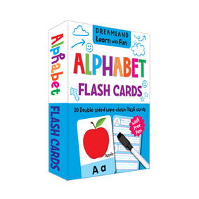 Flash Cards Alphabet - 30 Double Sided Wipe Clean Flash Cards for Kids (With Free Pen) - Tinycubs - 