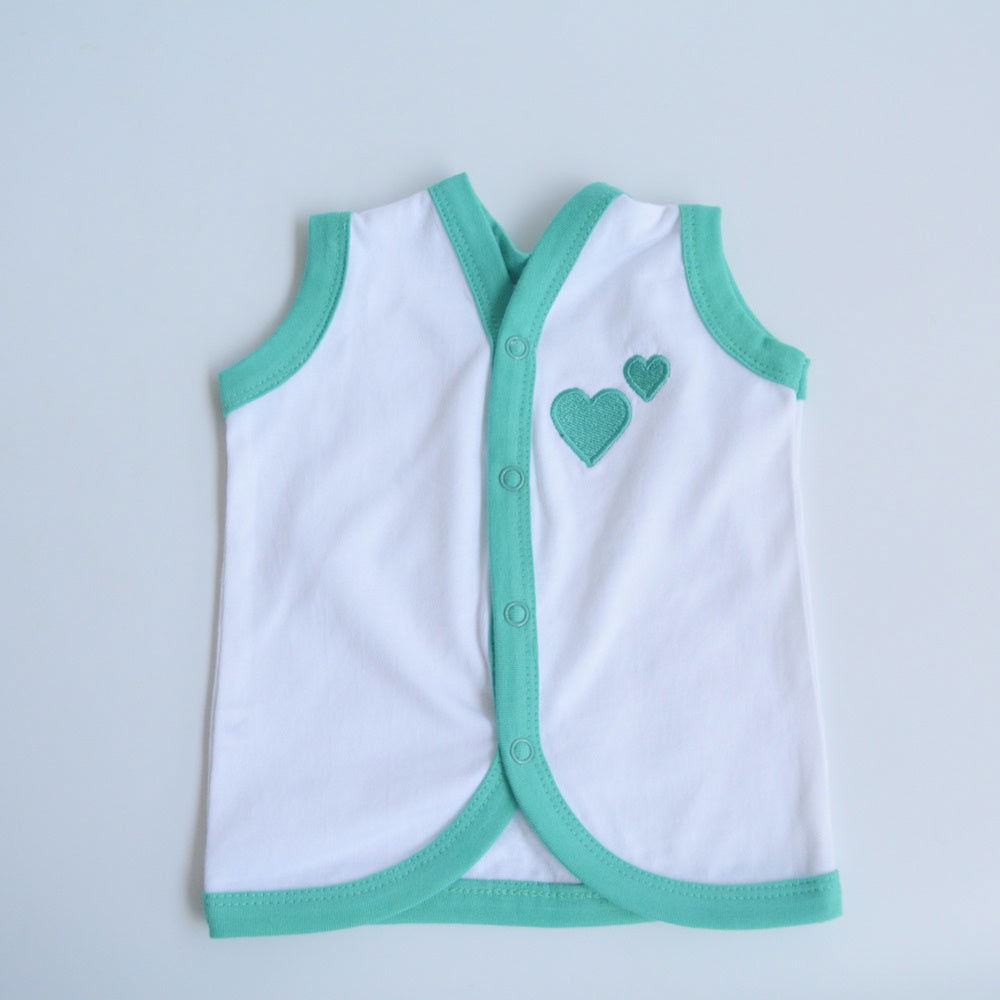 Green Hearts - Doodle Baby Vests (Set of 2) - Tinycubs - 