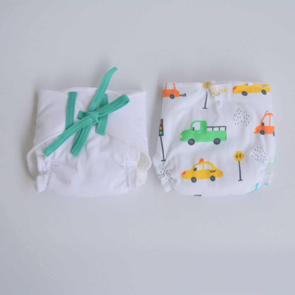 Green Hearts - Doodle Dry Nappies (Set of 2) - Tinycubs - 