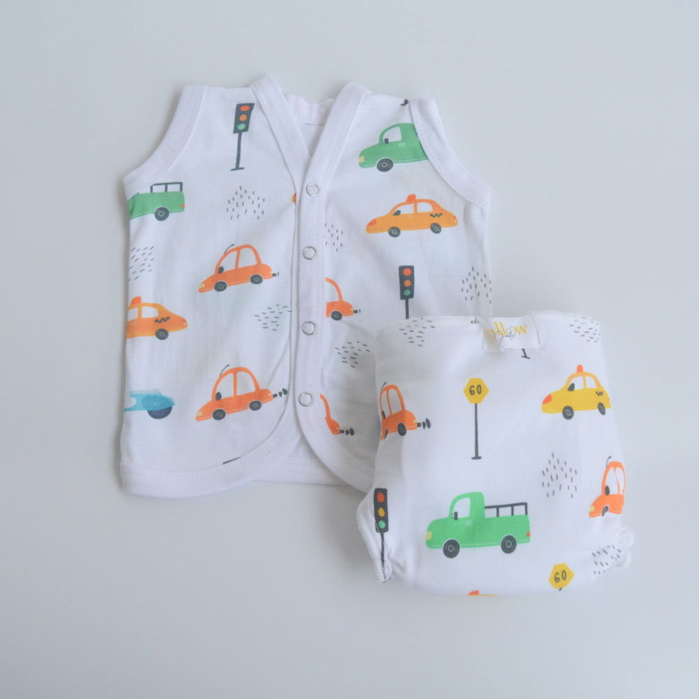 Green Hearts - Everyday Essentials Nappy & Vest (Set of 4) - Tinycubs - 