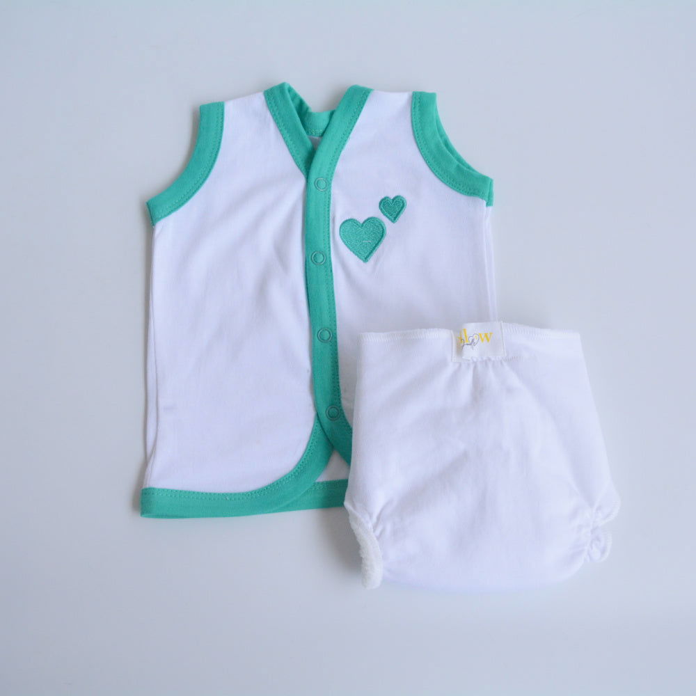 Green Hearts Babywear Set - Tinycubs - 