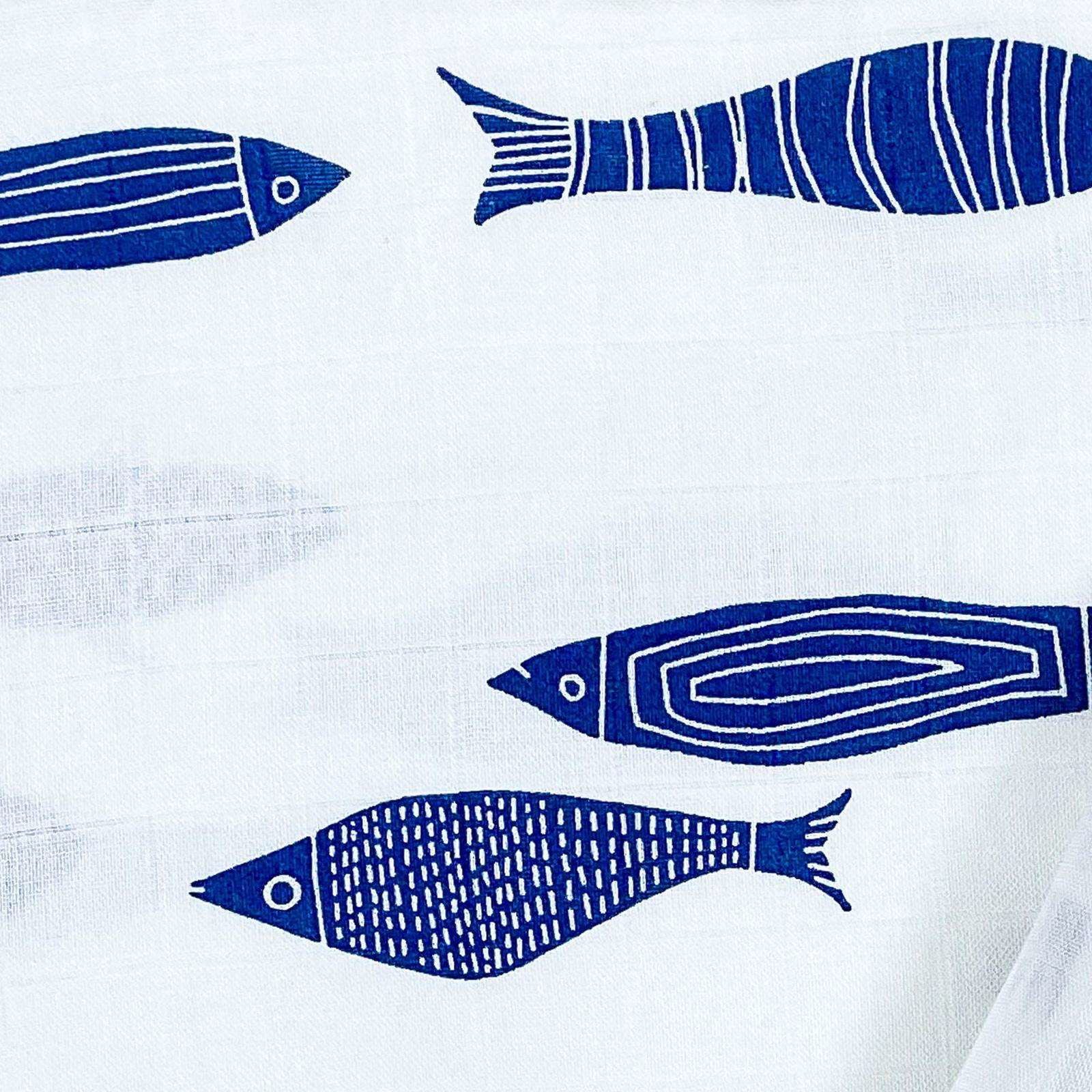 Grey Crowns & Indigo Aquarium Combo Swaddles | Pack of 2 | 120 x 120 cm - Tinycubs - 