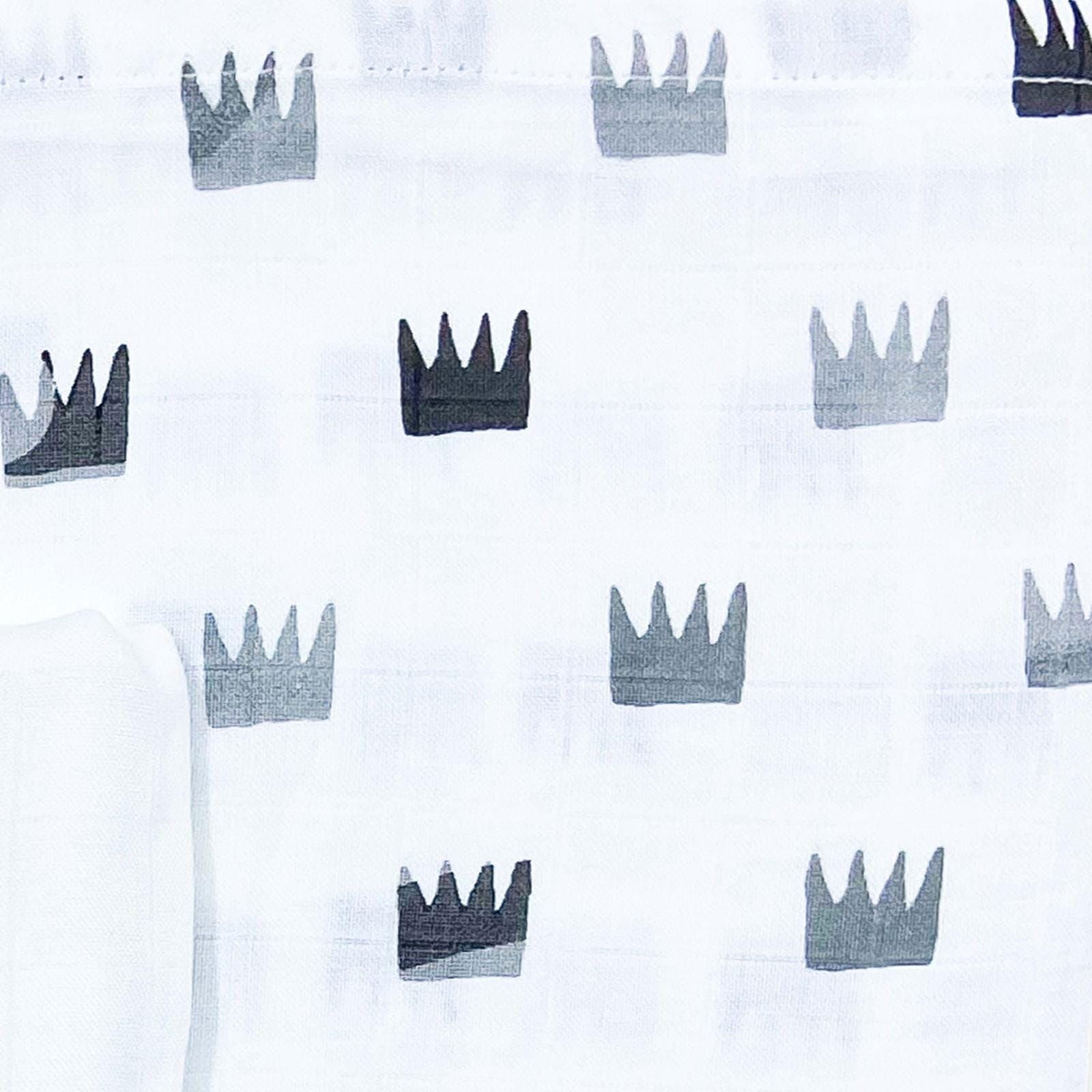 Grey Crowns & Indigo Aquarium Combo Swaddles | Pack of 2 | 120 x 120 cm - Tinycubs - 