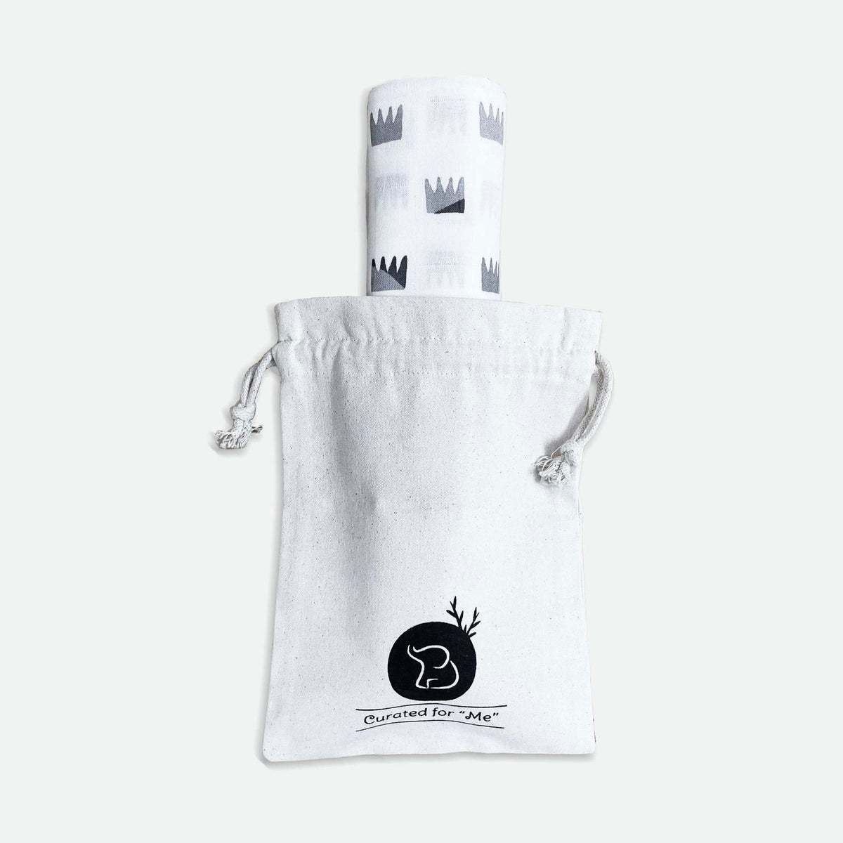 Grey Crowns Organic Bamboo Baby Swaddle | 120 x 120 cm - Tinycubs - 