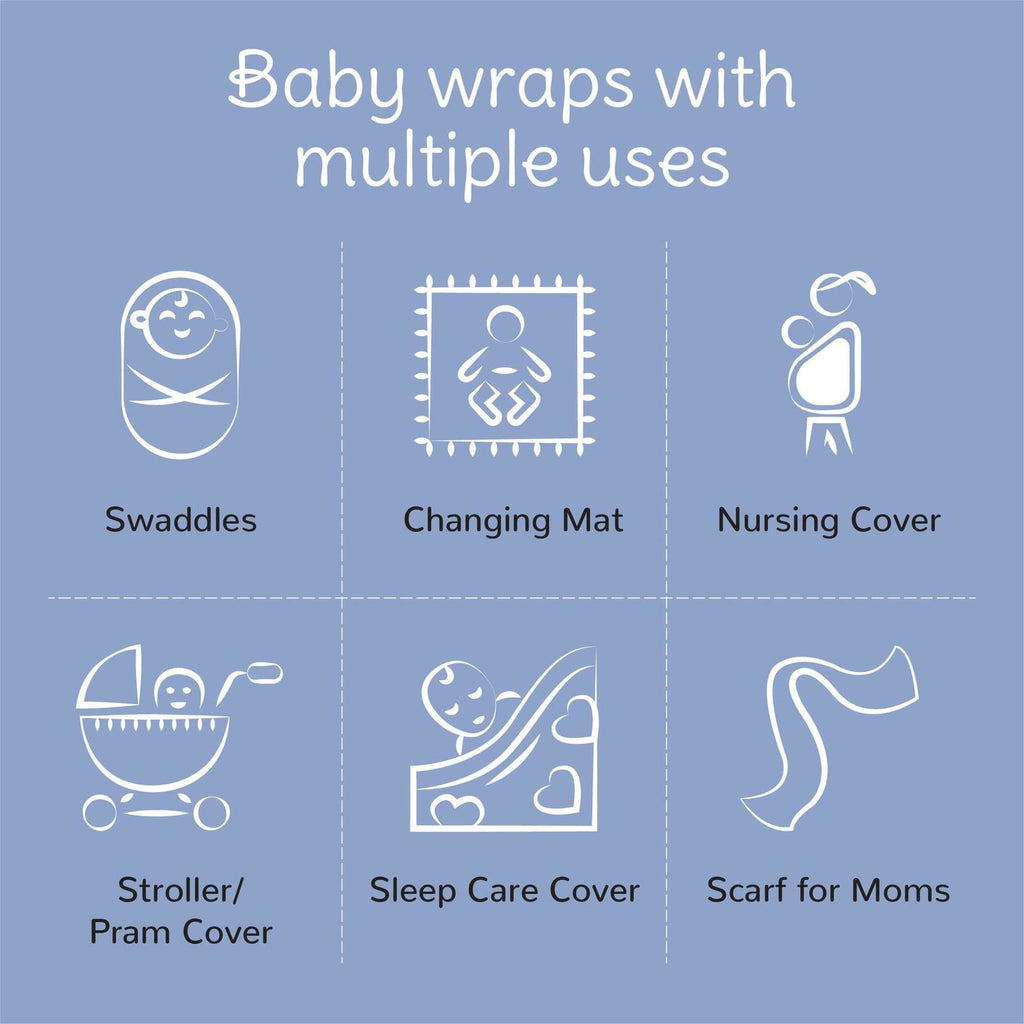 Grey Crowns Organic Bamboo Baby Swaddle | 120 x 120 cm - Tinycubs - 