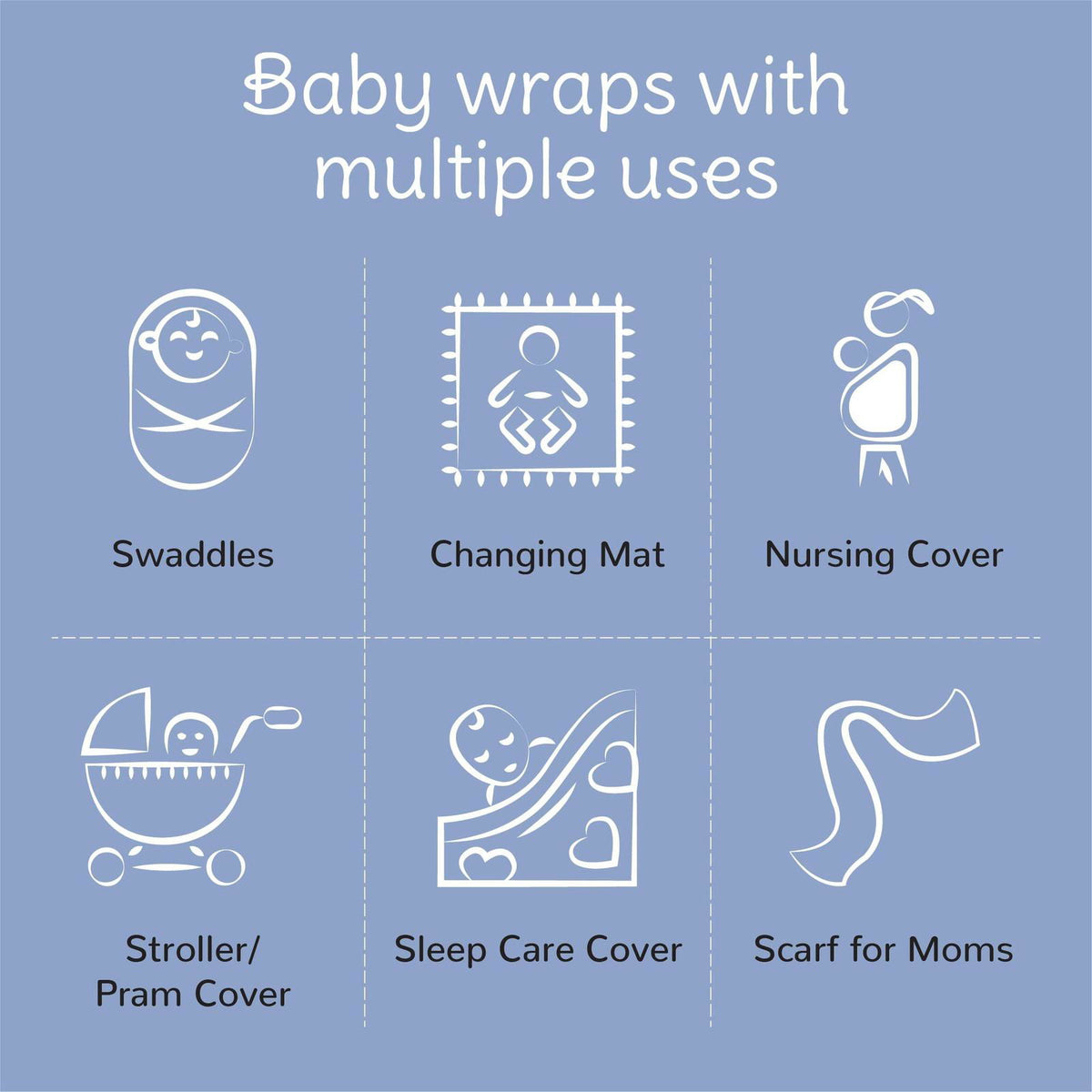 Grey Crowns Organic Bamboo Baby Swaddle | 120 x 120 cm - Tinycubs - 