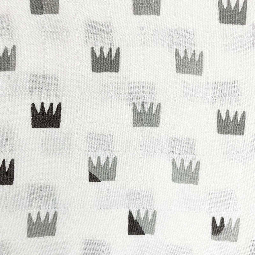 Grey Crowns Organic Bamboo Baby Swaddle | 120 x 120 cm - Tinycubs - 