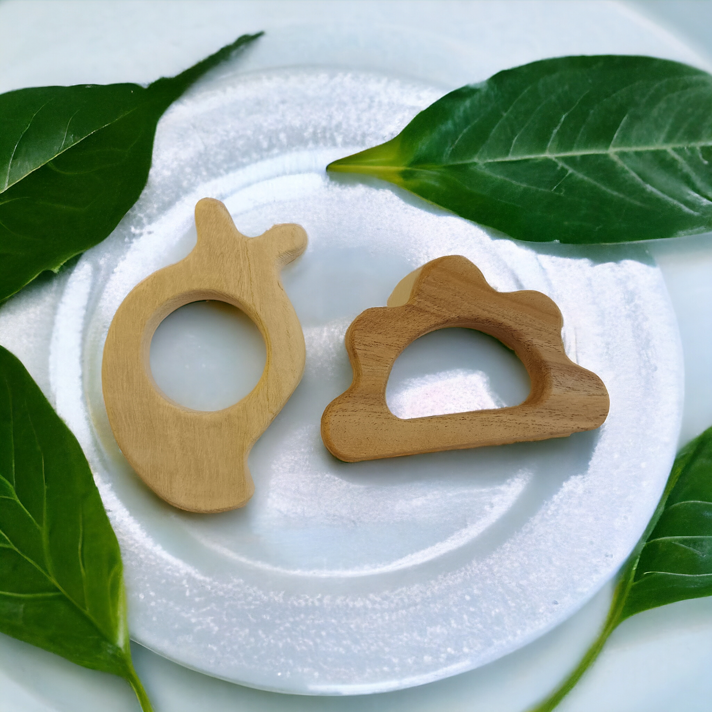 Gum Strengthening Neem Wooden  Baby Teethers - Mango & Cloud Shapes - Tinycubs - 