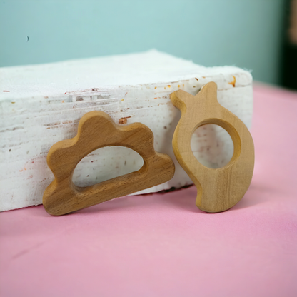 Gum Strengthening Neem Wooden  Baby Teethers - Mango & Cloud Shapes - Tinycubs - 
