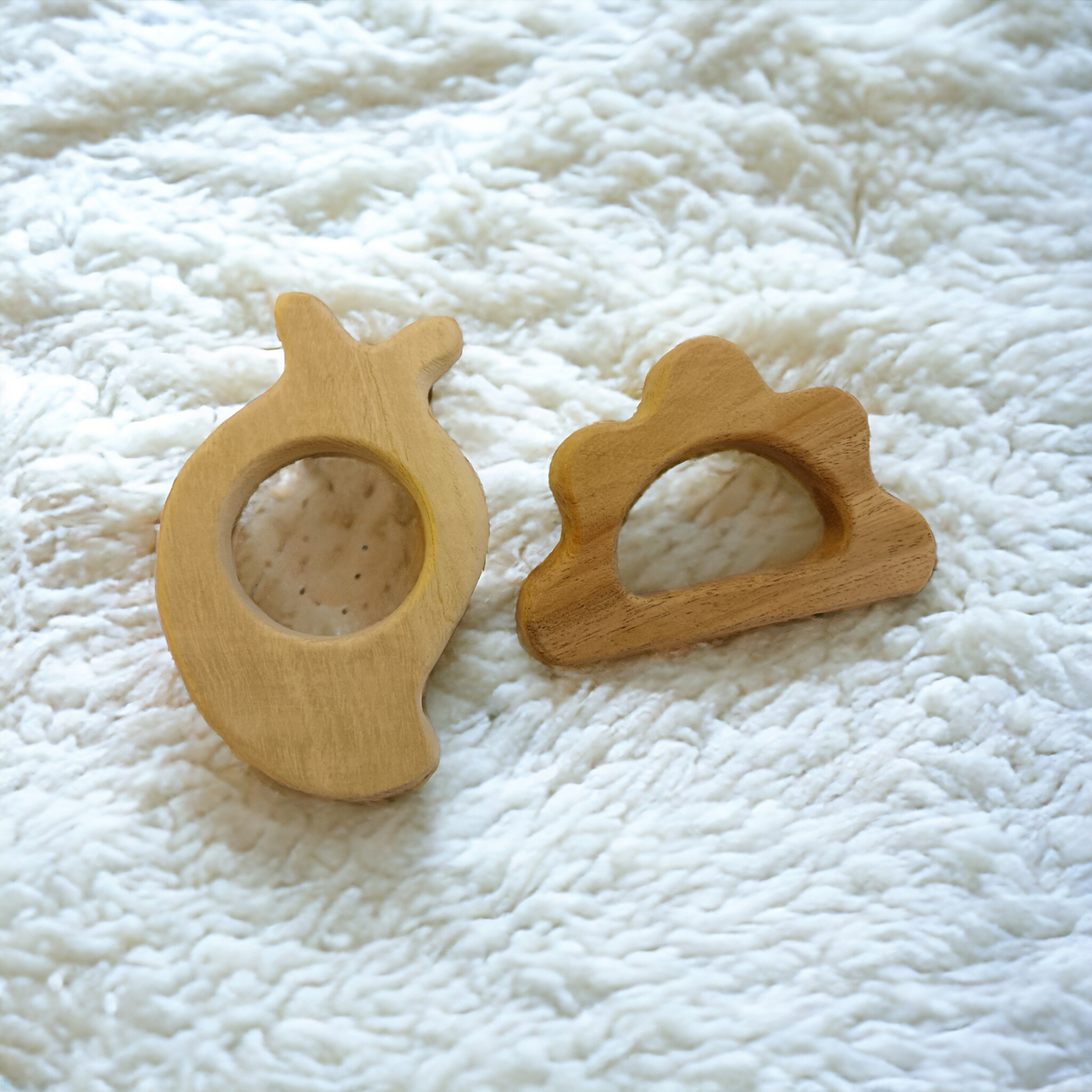 Gum Strengthening Neem Wooden  Baby Teethers - Mango & Cloud Shapes - Tinycubs - 