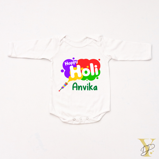 Happy Holi Bodysuit (full sleeves) - Tinycubs - 